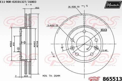 Maxtech 865513.0000 - Brake Disc autospares.lv