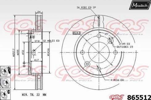 Maxtech 865512.6980 - Brake Disc autospares.lv