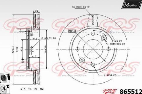 Maxtech 865512.6060 - Brake Disc autospares.lv