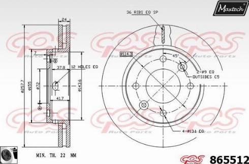 Maxtech 865512.0060 - Brake Disc autospares.lv