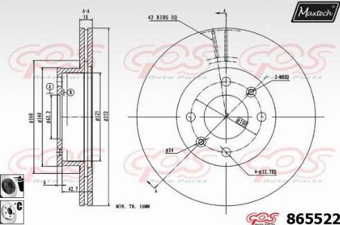 Maxtech 865522.6060 - Brake Disc autospares.lv