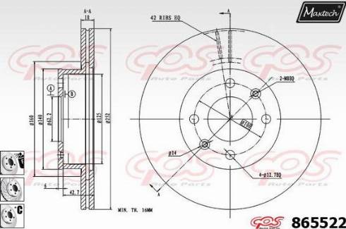 Maxtech 865522.6880 - Brake Disc autospares.lv