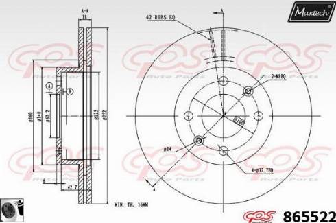 Maxtech 865522.0060 - Brake Disc autospares.lv