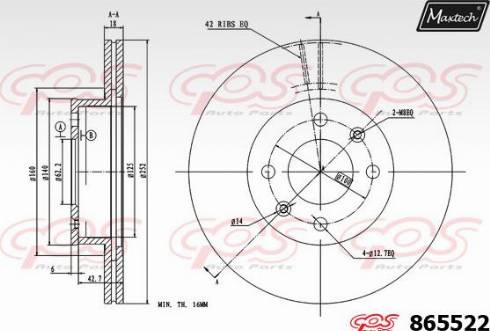 Maxtech 865522.0000 - Brake Disc autospares.lv