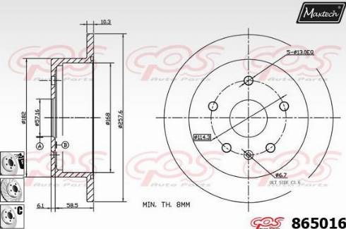 Maxtech 865016.6880 - Brake Disc autospares.lv