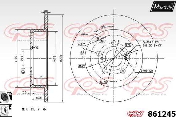 Maxtech 865259 - Brake Disc autospares.lv