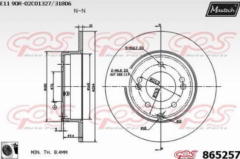 Maxtech 865257.0060 - Brake Disc autospares.lv