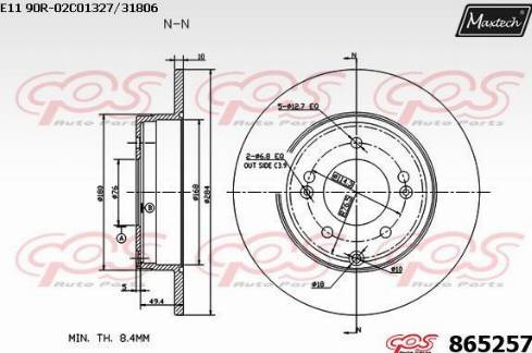 Maxtech 865257.0000 - Brake Disc autospares.lv