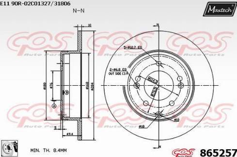 Maxtech 865257.0080 - Brake Disc autospares.lv