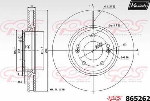 Maxtech 865262.0000 - Brake Disc autospares.lv