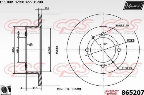 Maxtech 865207.0060 - Brake Disc autospares.lv