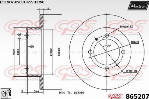 Maxtech 865207.0080 - Brake Disc autospares.lv