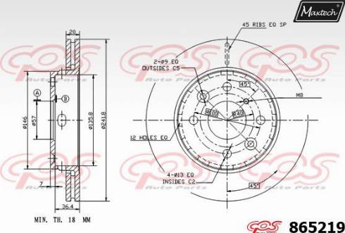 Maxtech 865219.0000 - Brake Disc autospares.lv