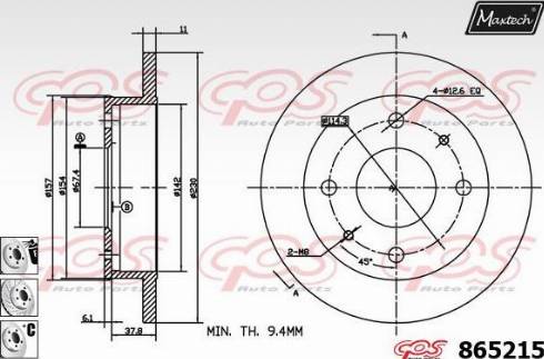 Maxtech 865215.6880 - Brake Disc autospares.lv