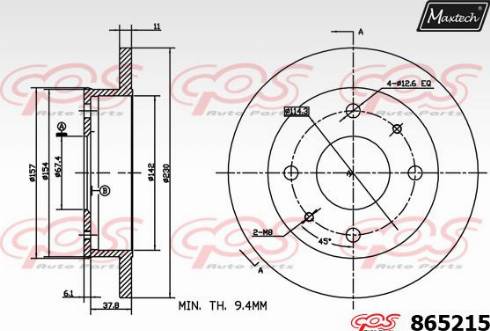 Maxtech 865215.0000 - Brake Disc autospares.lv