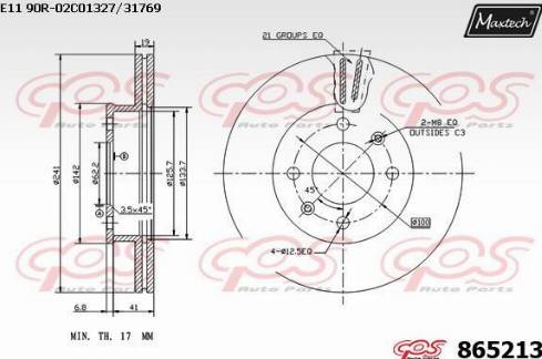 Maxtech 865213.0000 - Brake Disc autospares.lv