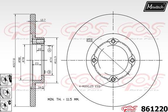 Maxtech 865217 - Brake Disc autospares.lv