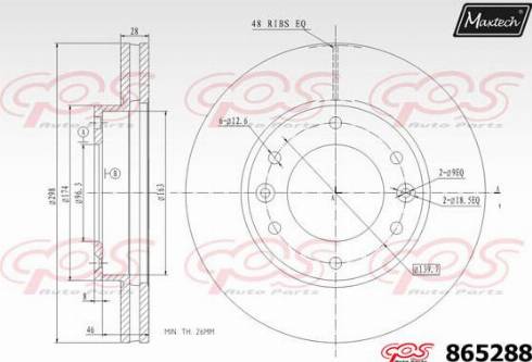 Maxtech 865288.0000 - Brake Disc autospares.lv