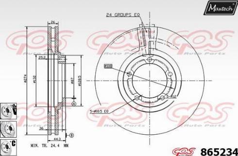 Maxtech 865234.6880 - Brake Disc autospares.lv