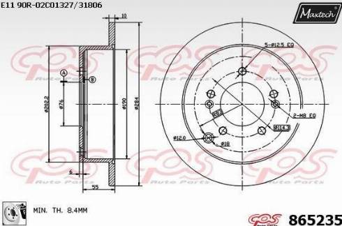 Maxtech 865235.0080 - Brake Disc autospares.lv