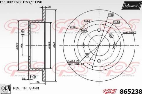 Maxtech 865238.0080 - Brake Disc autospares.lv