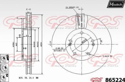 Maxtech 865224.6880 - Brake Disc autospares.lv