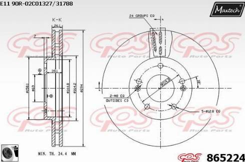 Maxtech 865224.0060 - Brake Disc autospares.lv