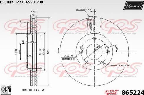 Maxtech 865224.0080 - Brake Disc autospares.lv