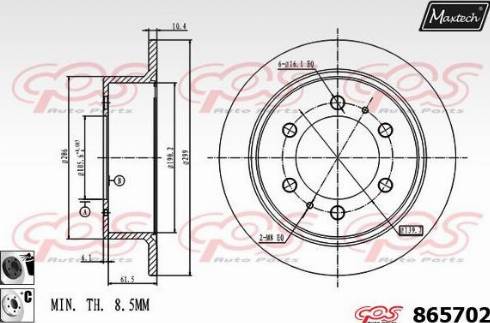 Maxtech 865702.6060 - Brake Disc autospares.lv