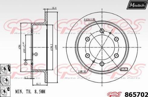 Maxtech 865702.6880 - Brake Disc autospares.lv