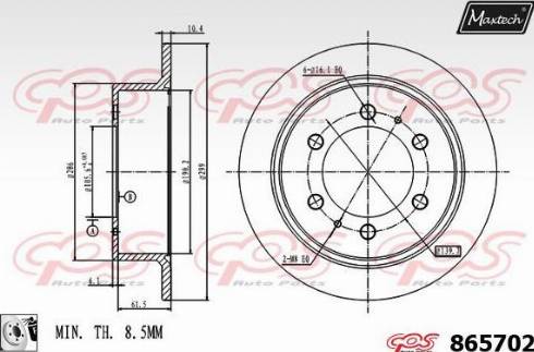 Maxtech 865702.0080 - Brake Disc autospares.lv