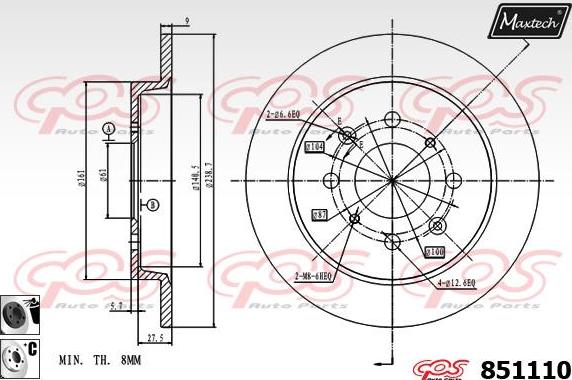 Maxtech 865702 - Brake Disc autospares.lv