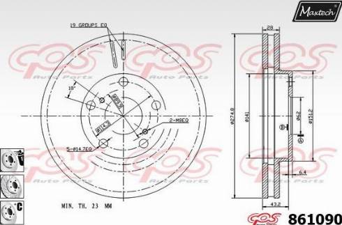 Maxtech 861090.6880 - Brake Disc autospares.lv