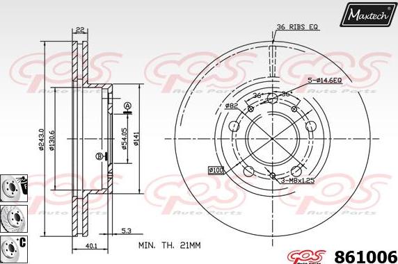 Maxtech 861098 - Brake Disc autospares.lv