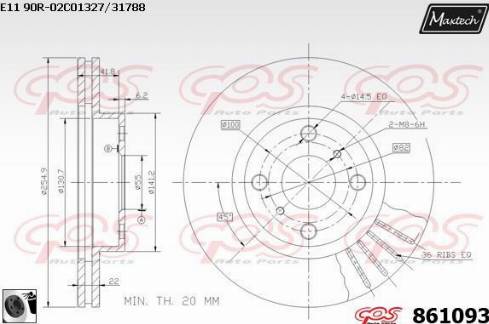 Maxtech 861093.0060 - Brake Disc autospares.lv