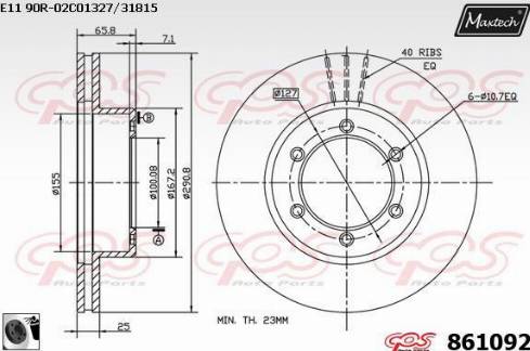 Maxtech 861092.0060 - Brake Disc autospares.lv