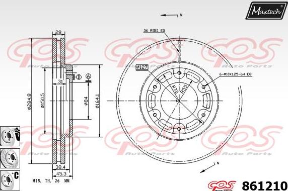 Maxtech 861042 - Brake Disc autospares.lv