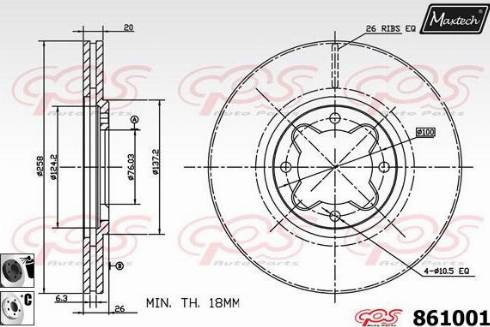 Maxtech 861001.6060 - Brake Disc autospares.lv