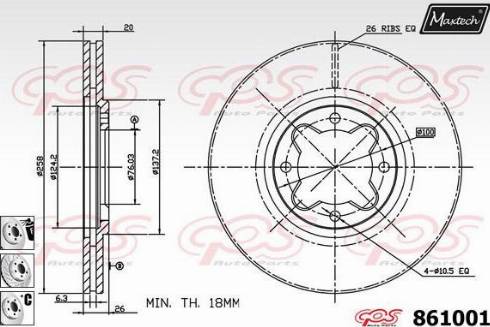 Maxtech 861001.6880 - Brake Disc autospares.lv