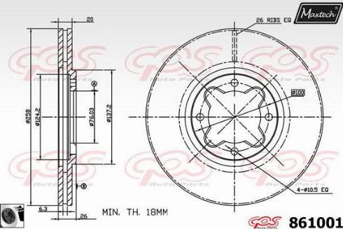 Maxtech 861001.0060 - Brake Disc autospares.lv