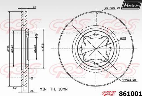 Maxtech 861001.0000 - Brake Disc autospares.lv