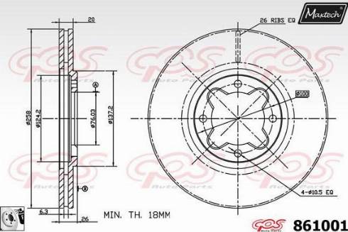 Maxtech 861001.0080 - Brake Disc autospares.lv