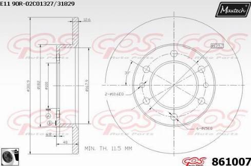 Maxtech 861007.0060 - Brake Disc autospares.lv