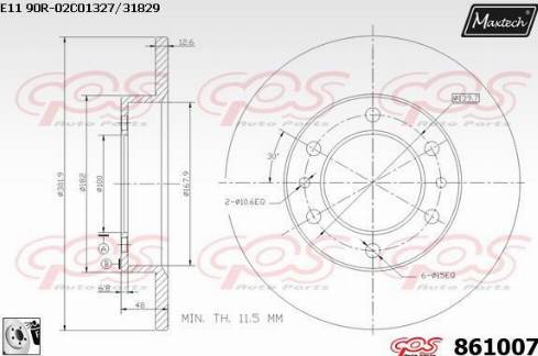 Maxtech 861007.0080 - Brake Disc autospares.lv