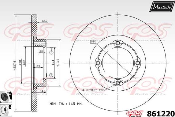 Maxtech 861011 - Brake Disc autospares.lv