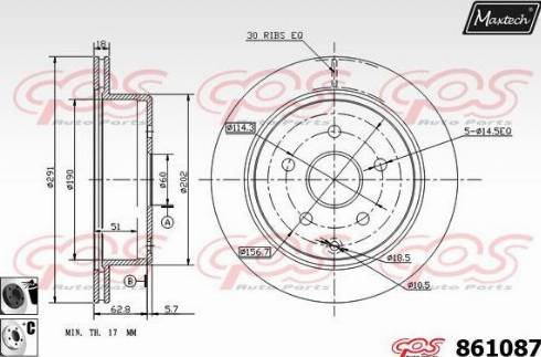 Maxtech 861087.6060 - Brake Disc autospares.lv