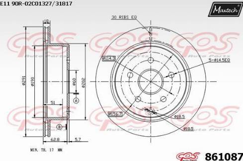 Maxtech 861087.0000 - Brake Disc autospares.lv