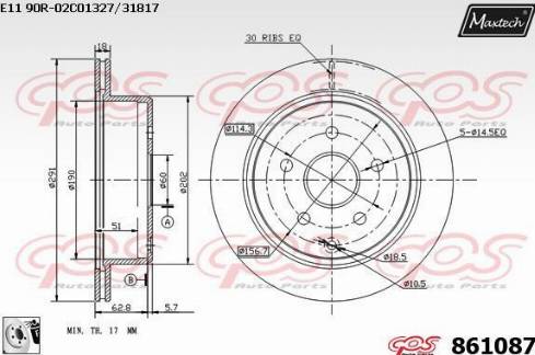 Maxtech 861087.0080 - Brake Disc autospares.lv