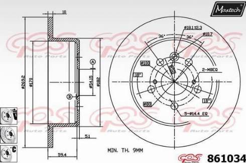 Maxtech 861034.6880 - Brake Disc autospares.lv