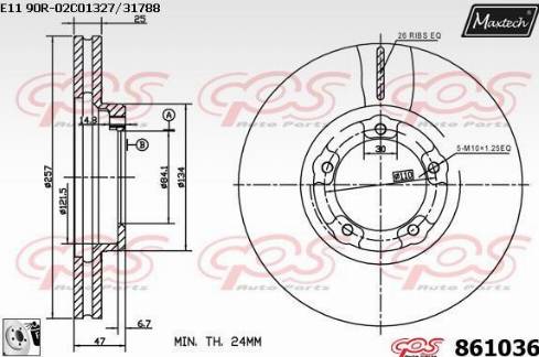 Maxtech 861036.0080 - Brake Disc autospares.lv